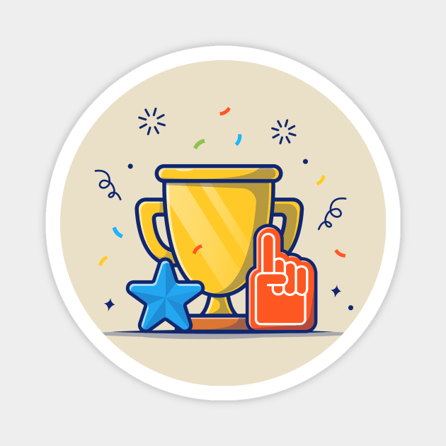 Gold Trophy, Finger Pointing And Star With Confetti Cartoon Magnet by Catalyst Labs